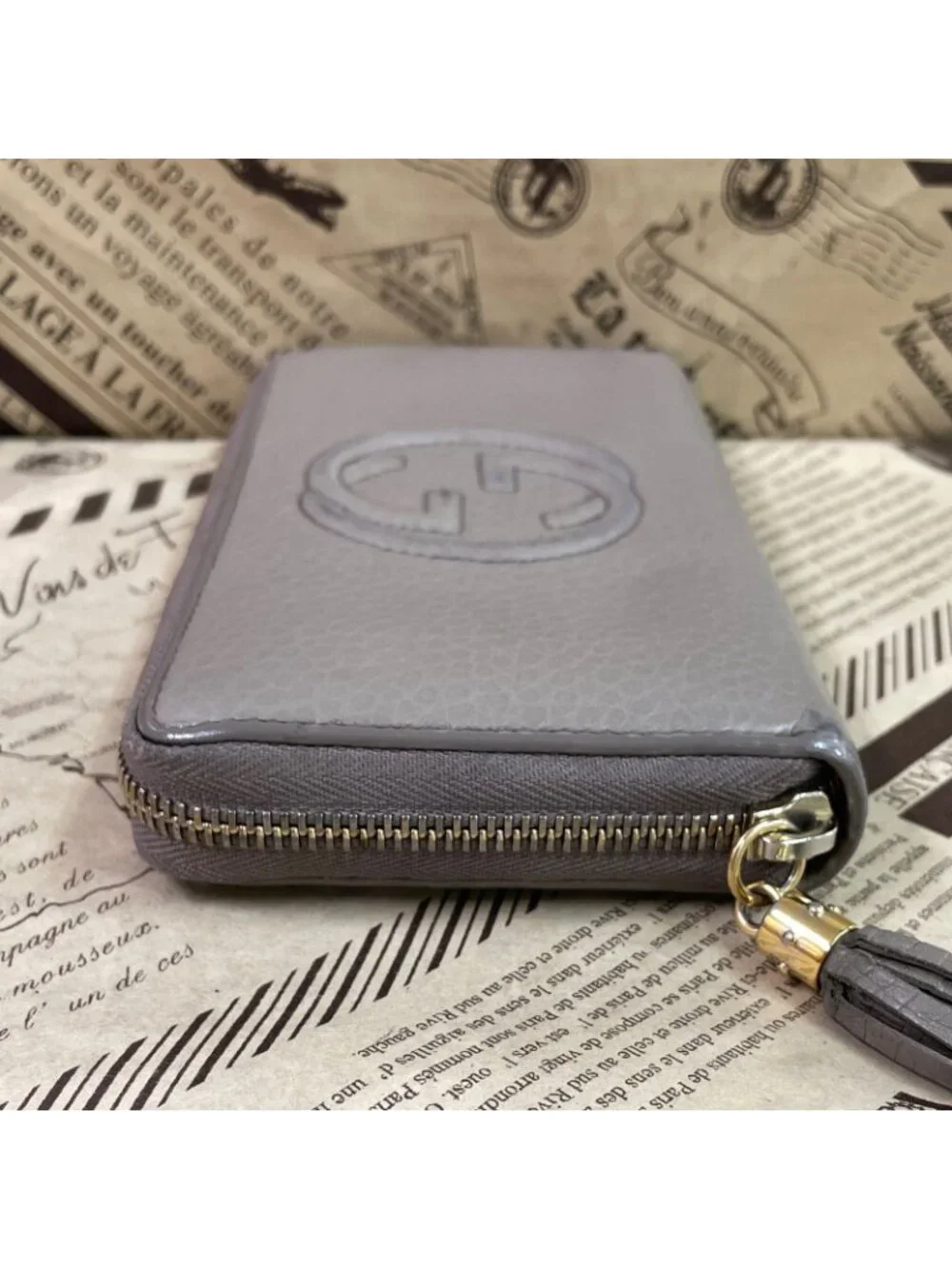 Gucci Wallet Interlocking GG Marmont Leather Gray Ju - Picture 6 of 15